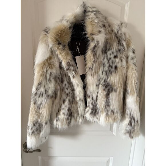 ZARA ZW Collection Faux Fur Short Coat – Size S – NWT – Black / Ecru - Picture 6 of 8